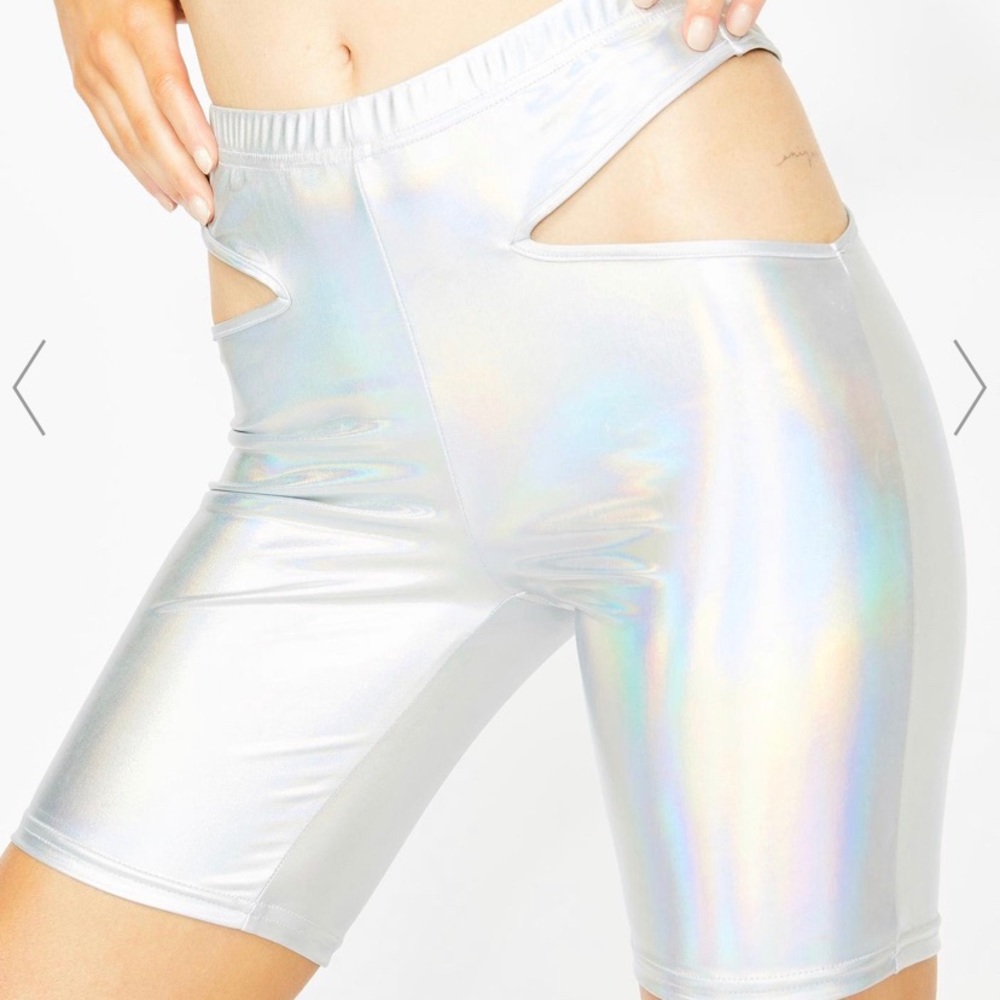 NWT Club Exx Silver Holographic Biker Shorts